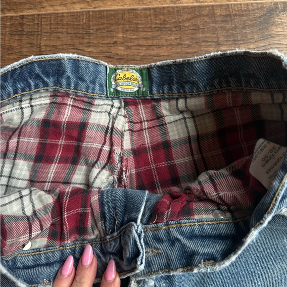 Vintage Cabela's Distressed Flannel Lined Blue Straight Jeans Men’s Cut - Picture 4 of 7